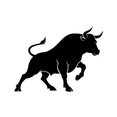 Yüklenen Boğa Silueti - Mali Güç ve Büyüme Sembol Vektör Grafiklerinin Borsa SembolüStencils