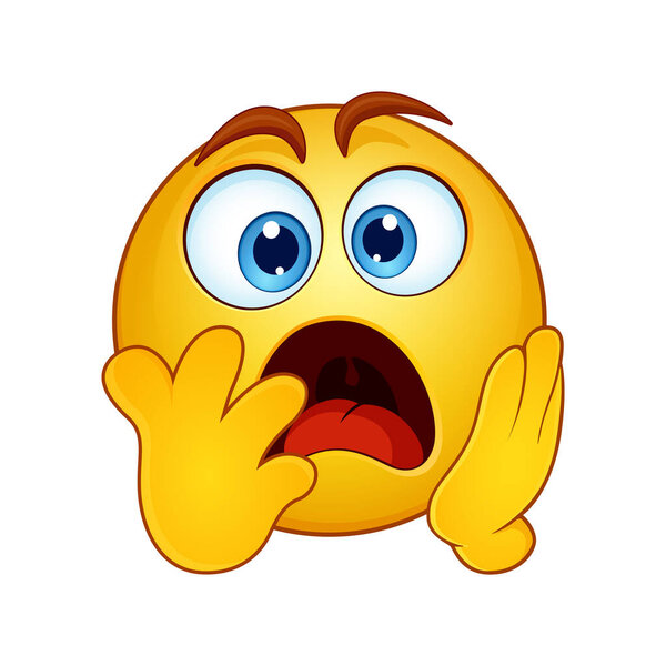 Симпатичный мультфильм с широкими глазами и открытым ртом, преподносящий сюрприз или удивление