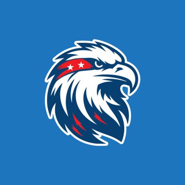 Mavi arka planlı kartal maskotu baş logosu