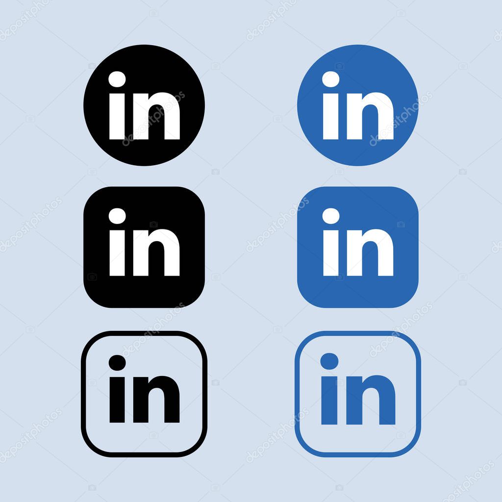 Linkedin icon symbol social media logo vector illustration set