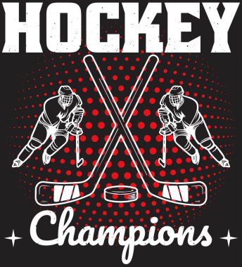 Hokey Şampiyonları Hokey Aşıkları için Vintage Tasarım Vektörü İllüstrasyonu