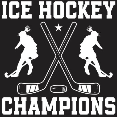 Buz Hokeyi Şampiyonları Hokey Kadın Oyuncu İllüzyonu Siyah Bir Arkaplanda