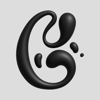 Siyah 3D Sıvı Gerçekçi C Alfabesi Şişirme İlk Poster logosu Masa kurulumu, Dekorasyon, Yazdırma, Yaratıcı Endüstri, Küçük işletme