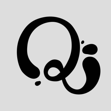 Siyah Sıvı Q Alfabesinin Metin Efekti İlk Poster logosu Masa kurulumu, Dekorasyonu, Yazdırma, Yaratıcı Endüstri, Küçük İşletme, İmza