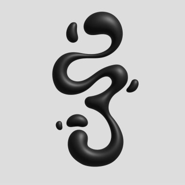 Siyah 3D Sıvı Gerçekçi F Alfabesi Şişirme İlk Poster logosu Masa kurulumu, Dekorasyon, Yazdırma, Yaratıcı Endüstri, Küçük işletme