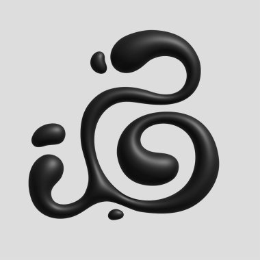 Siyah 3D Sıvı Gerçekçi G Alfabesi Şişirme İlk Poster logosu Masa kurulumu, Dekorasyon, Yazdırma, Yaratıcı Endüstri, Küçük işletme