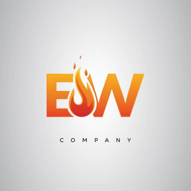 EW Yaratıcı Ateş Harfi Logosu Tasarımı