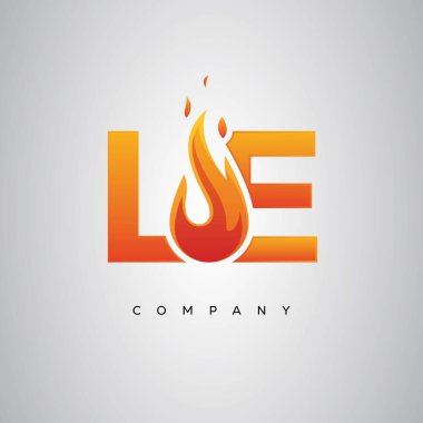 LE Yaratıcı Ateş Harfi Logosu Tasarımı