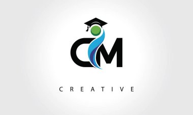 CM Yaratıcı Logo Tasarımı Mezuniyet Kapsülü ve Soyut İnsan Figürü