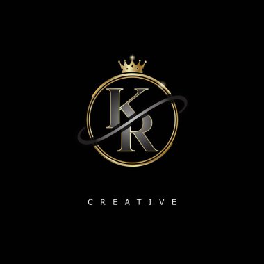 Altın kaplamalı KR Lüks monogram logo tasarımı