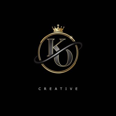 Altın kaplamalı KO Lüks monogram logo tasarımı