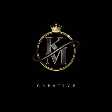 KM Lüks monogram logo tasarımı ve altın kaplama