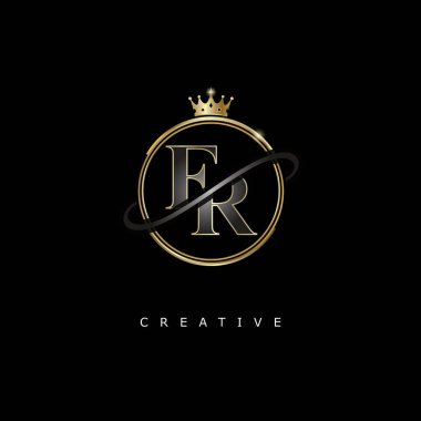 FR Lüks monogram logo tasarımı ve altın kaplama