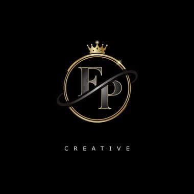 Altın kaplamalı FP Lüks monogram logo tasarımı