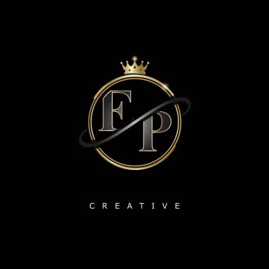 Altın kaplamalı FP Lüks monogram logo tasarımı