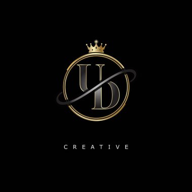 Altın kaplamalı UD lüks monogram logo tasarımı