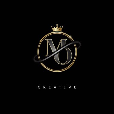 Altın kaplamalı MO Lüks monogram logo tasarımı
