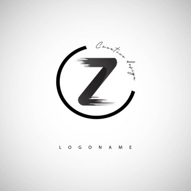 Z Yaratıcı Fırça Logosu Mürekkep desenli Modern Sanatsal Sembol