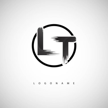 LT Yaratıcı Fırça Logosu Mürekkep desenli Modern Sanatsal Sembol