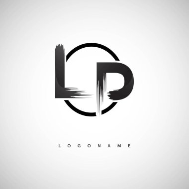 LP Yaratıcı Fırça Logosu Mürekkep desenli Modern Sanatsal Sembol