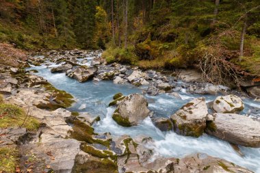 Güzel dağ nehrinin manzaralı görüntüsü