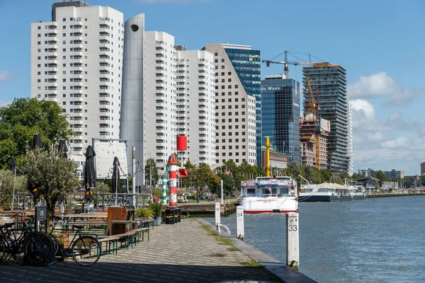 Vista Del Puerto Rotterdam Horizonte Ciudad Con Arquitectura Moderna Rotterdam —  Fotos de Stock