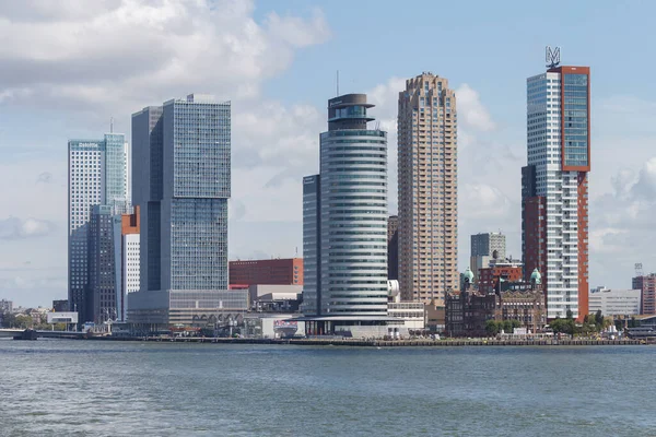Vista Del Puerto Rotterdam Horizonte Ciudad Con Arquitectura Moderna Rotterdam — Foto de Stock