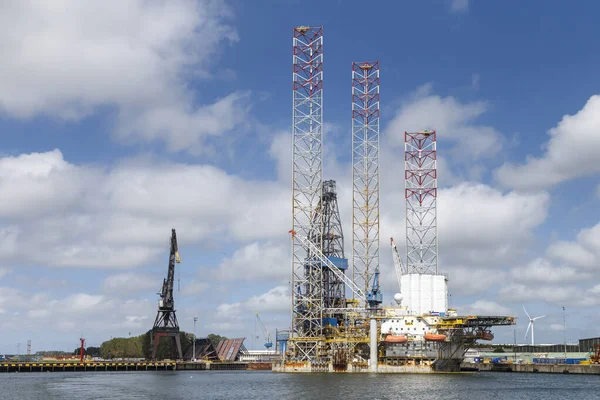 Ropná Plošina Otevřeném Přístavu Plošina Pro Plynový Olej Moři — Stock fotografie