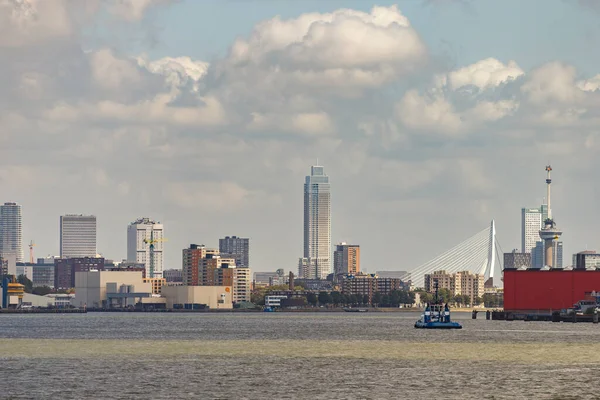 Vista Del Puerto Rotterdam Horizonte Ciudad Con Arquitectura Moderna Rotterdam — Foto de Stock