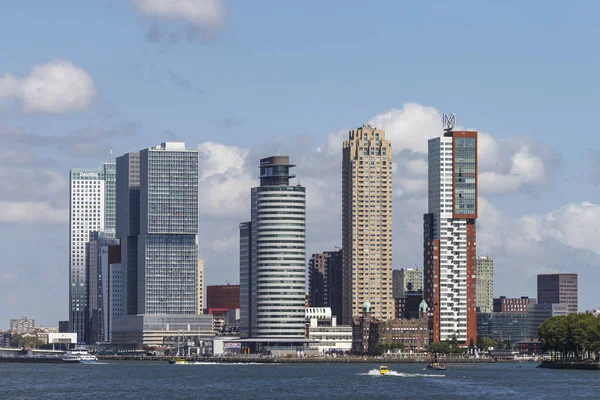 Blick Auf Den Hafen Und Die Skyline Von Rotterdam Mit — Stockfoto