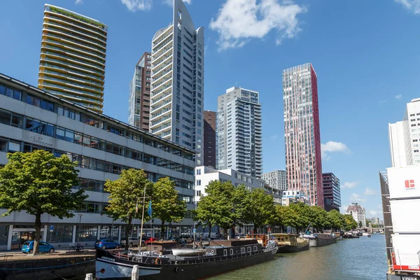 Вид Порт Роттердама Горизонт Города Современной Архитектурой Роттердам Нидерланды — стоковое фото