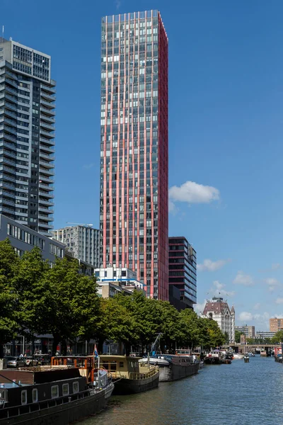 Utsikt Över Rotterdams Hamn Och Stadssiluett Med Modern Arkitektur Rotterdam — Stockfoto