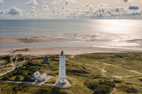 View Lighthouse Sea Blavand Denmark Stock Photo