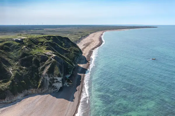 Luftfoto Stranden Klipperne Bulbjerg Danmark Stock-billede