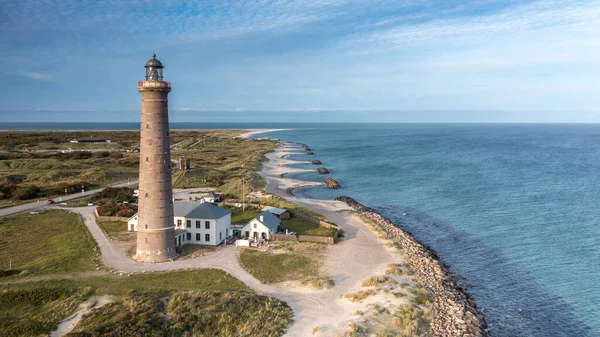 スカゲン デンマーク海岸の灯台 ストック画像