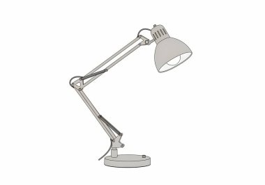 Siyah bir sırt çantasındaki beyaz bir lambanın 3 boyutlu görüntüsü