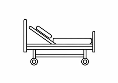 Hastane yatağı ve steteskop vektör illüstrasyonu
