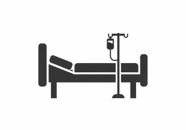 Hastane yatağı ikonu. Beyaz arkaplanda izole edilmiş web tasarımı için hastane yatak vektör simgesinin basit çizimi