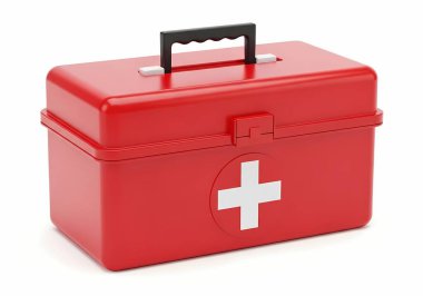 Beyaz arka planda tıbbi malzeme kutusu