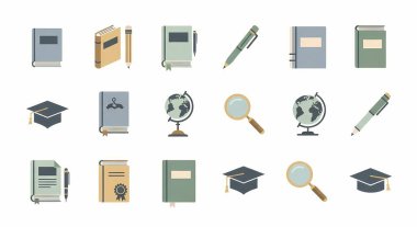Okul ikonları. vektör illüstrasyonu