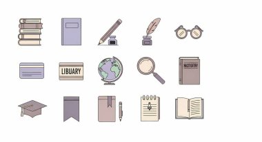 Okul ve eğitim simgesi seti