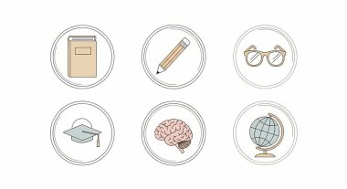 bir dizi eğitim ve okul simgeleri