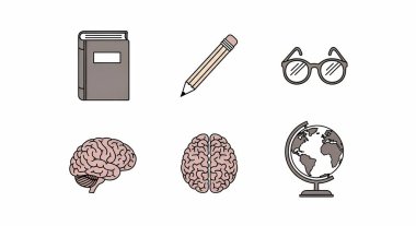 Eğitim ve işaret öğrenme yalıtılmış nesne. Eğitim ve okul hisse senedi vektör çizim koleksiyonu.