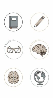 Eğitim ve öğrenme logo vektör tasarımı. Eğitim ve hisse senedi için okul vektör simge kümesi.