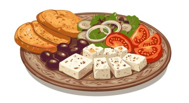 Sebzeli lezzetli peynirin suluboya resmi