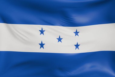 Honduras 'ın gerçekçi kumaş desenli bayrak sallama arkaplanı. Kumaş katlanır ve dalgalanır zarif tekstil hareketi yaratır, özgürlük ve kimlik için soyut pankart sembolü.
