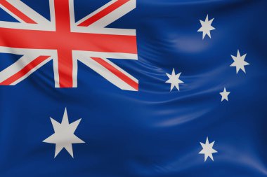 Yakın plan Heard Adası ve McDonald Adaları gerçekçi kumaş dokusuyla bayrak sallıyor. Kumaş katlanır ve dalgalanır zarif tekstil hareketi yaratır, özgürlük ve kimlik için soyut pankart sembolü.