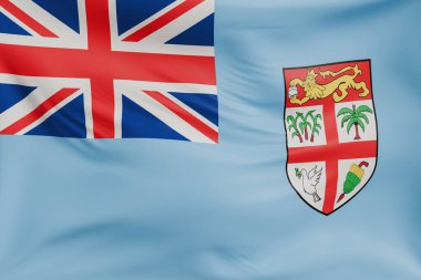 Fiji dalgalanma bayrakları gerçekçi kumaş dokusuna sahip. Kumaş katlanır ve dalgalanır zarif tekstil hareketi yaratır, özgürlük ve kimlik için soyut pankart sembolü.