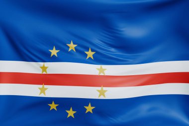 Cape Verde Dalgalanan bayraklar gerçekçi kumaş dokusuna sahip. Kumaş katlanır ve dalgalanır zarif tekstil hareketi yaratır, özgürlük ve kimlik için soyut pankart sembolü.