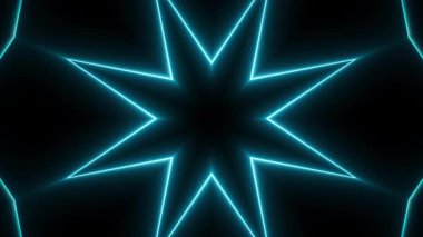 Neon çizgileri ve yıldızları olan soyut bir arkaplan. 3d oluşturma